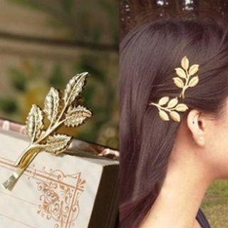 Alloy Leaf Hair Clip Gold - One Size