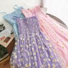 Daisy Print Mesh Maxi Dress