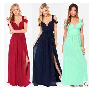 Off-shoulder Tie-waist Chiffon Plain Cocktail Dress