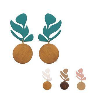 Leaf Disc Drop Earring