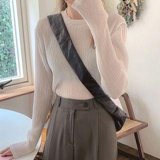 Long Sleeve Ruched T-shirt Off-white - One Size