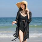 Fringed Trim Beach Cover-up