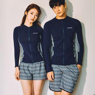 Couple Matching Zip Rash Guard / Shorts / Top / Set