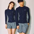 Couple Matching Zip Rash Guard / Shorts / Top / Set