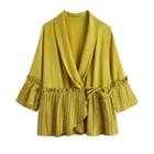 Pleated Panel Tie-strap Blouse