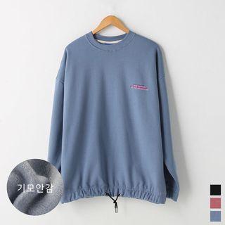Drawcord Brushed-fleece Lined Printed Sweatshirt