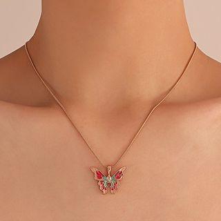Butterfly Glaze Pendant Alloy Necklace