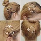 Shell Rhinestone Faux Pearl Hair Clip Gold - One Size