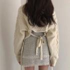 Tie Back Cable-knit Sweater / Fringed Hem A-line Skirt