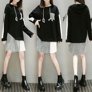Striped Panel Hoodie Dress