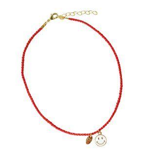 Smiley Pendant Braided Choker