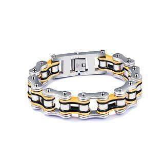 Fashion Personality Black Gold Bicycle Chain 316l Stainless Steel Bracelet Silver - One Size