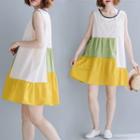 Sleeveless Color Block Mini Tunic Dress