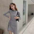 Drawstring Long-sleeve T-shirt Dress