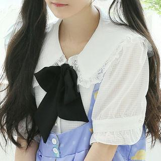 Wide-collar Plaid Blouse