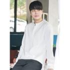 Cutout-neckline Seam-trim T-shirt