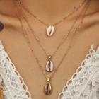 Shell Pendant Layered Necklace 01 - 1354 - Gold - One Size