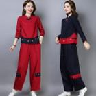 Set: Long-sleeve Layered Top + Pants