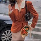 Long-sleeve Plain Button Blazer