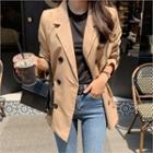 Notched-lapel Double-breasted Jacket With Belt