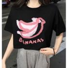 Banana Print Cropped T-shirt