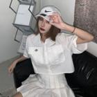 Short-sleeve Front-pocket Crop Shirt