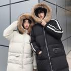 Couple Matching Furry-trim Zip Hooded Padded Coat