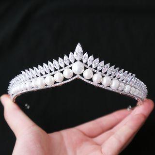 Wedding Faux Pearl Rhinestone Tiara
