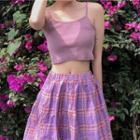 Plain Camisole / Pleated Mini Skirt