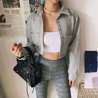 Brushed Fleece-lining Cropped Jacket