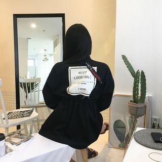 Stand-collar Lettering-panel Safari Jacket