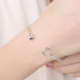 Alloy Cat & Bell Open Bangle As Shown In Figure - One Size