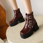 Studded Platform Chunky-heel Short Boots