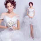Off-shoulder Ruffle High-low Wedding Dress