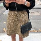 Leopard A-line Miniskirt Beige - One Size