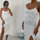 Chine-strap Slit-front Bodycon Dress
