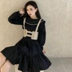 Ruffle Long-sleeve Dress / Cargo Belt