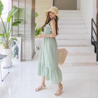 Sleeveless Frilled-detail Long Dress
