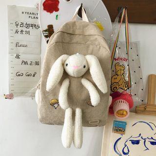 Cartoon Rabbit Accent Corduroy Backpack