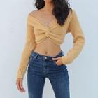 Off-shoulder Wrap Cropped Sweater