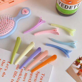 Plain Resin Hair Clip 01# - 10 Pcs - Pink & Green & Blue - One Size