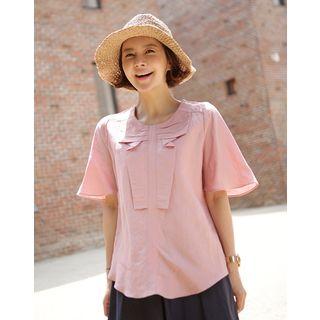 Dip-back Linen Blend Top