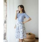 Tie-waist Floral Flare Skirt