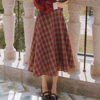 Plaid A-line Skirt Plaid - One Size