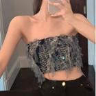 Frayed Tube Top Blue - One Size