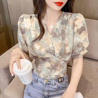 Short-sleeve Print Fitted Top