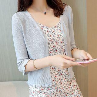 3/4-sleeve Frilled Cuff Cardigan