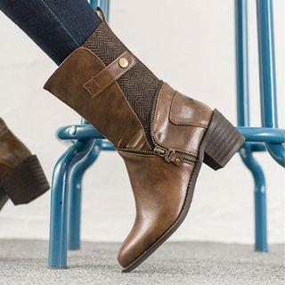 Zip-detail Pattern-trim Boots
