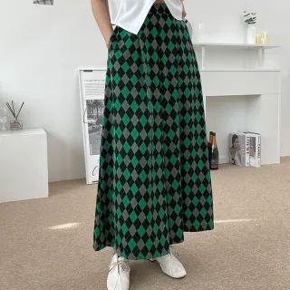 Argyle Flared Wide-leg Long Skort