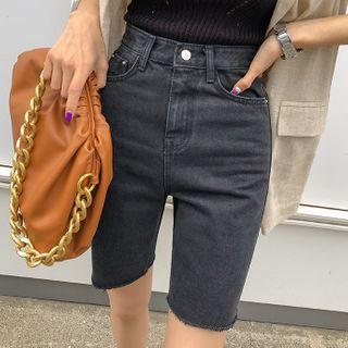 Cut-hem Bermuda Denim Shorts
